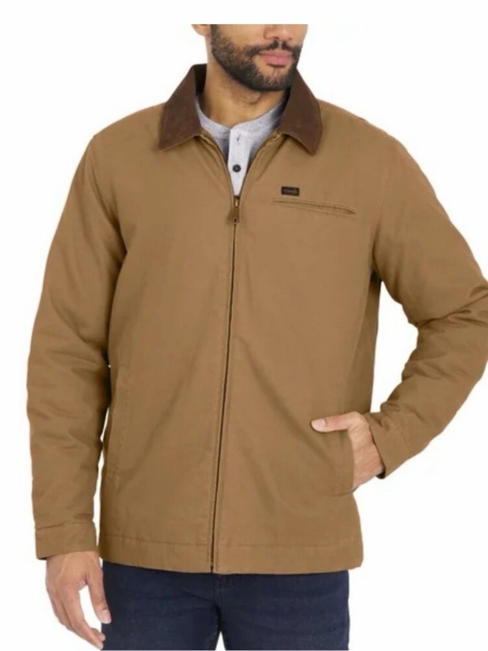 NWT Wrangler Canvas Work Jacket Tan Corduroy Collar Quilted Lined XXL Chore